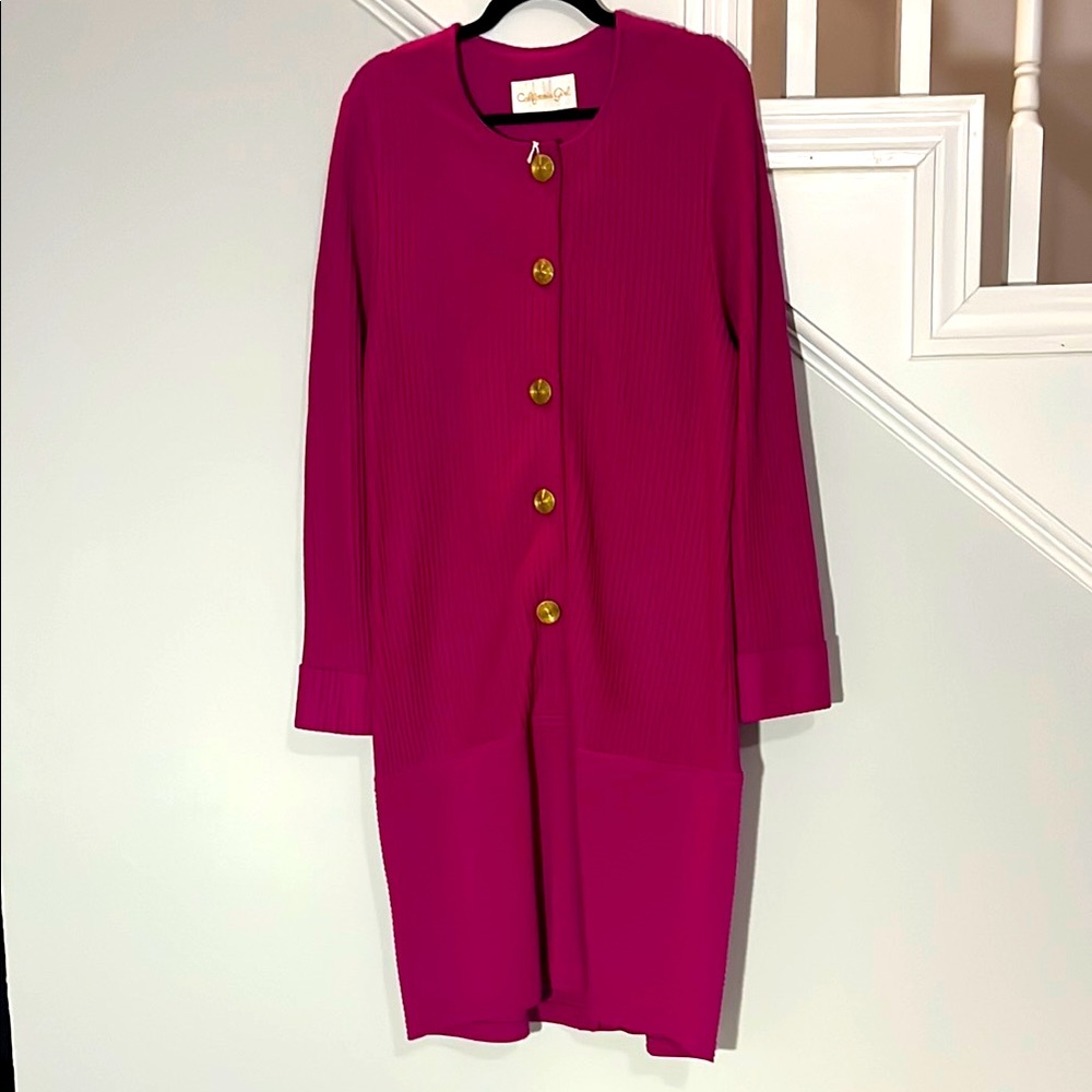 California Girl Magenta Long Dress with Gold‎ Buttons